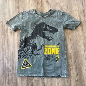 Jurassic World Boy's Tee Size‎ Large Dark Green Washed Pre-owned Organic Cotton